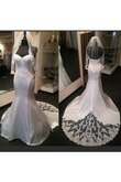 Robe de mariée avec sans manches de sirène de col en cœur en taffetas avec lacets