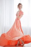 Plissiertes A-Line Chiffon langes bescheidenes Brautjungfernkleid mit gekappten Ärmeln
