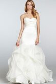 A-Line gerüschtes tiefe Taile trägerlos Brautkleid mit mehrschichtigen Rüsche