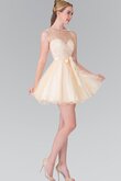 Robe de graduation simple col u profond ceinture en étoffe avec sans manches textile en tulle