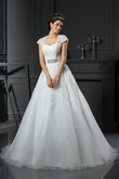 Abito da Sposa in Organza Alta Vita Ball Gown con Perline Quadrato