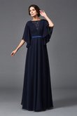 Robe mère de mariée longue a-ligne col u profond avec chiffon avec sans manches