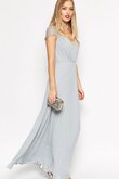Robe demoiselle d'honneur distinguee facile avec chiffon ruché avec manche courte