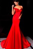 Robe de bal plissage avec manche courte de traîne courte de sirène en satin