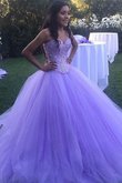 Abito da ballo spazzola treno ball gown con perline stupefacente in tulle senza maniche