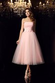 Trägerlos Satin Reißverschluss Quinceanera Kleid mit Gürtel mit Schleife