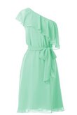 A-Linie Wasserfall Ausschnitt kurzes Brautjungfernkleid mit Blume aus Chiffon