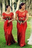 Vestido de Dama de Honor de Cola Barriba de Sin mangas de con Lentejuelas de Cremallera