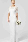 Sencillo Vestido de Novia en Encaje de Camiseta de Encaje Adorno de Escote redondo