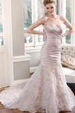 Abito da Sposa Allacciato Cuore con Increspature Naturale con Criss-cross A Terra