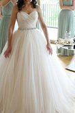 Robe de mariée avec perle croisade enchanteur longue plissage