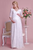 Abito da sposa in pizzo oscillare v-scollo lunghi fantastico premaman