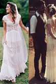 Abito da sposa con increspato bella conservatore a-line all aperto spazzola treno