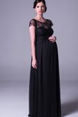 A-Line Chiffon gesticktes langes bodenlanges Brautjungfernkleid mit Schaufel Ausschnitt