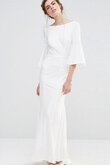 Robe demoiselle d'honneur distinguee en chiffon en forme col en v foncé de col bateau