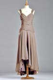 Schaufel-Ausschnitt Chiffon plissiertes Spitze bodenlanges wadenlanges Brautjungfernkleid