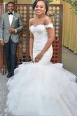 Vestido de Novia de Cola Barriba de Escote con Hombros caídos de Natural