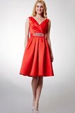 Robe demoiselle d'honneur croisade avec perle en satin manche nulle fermeutre eclair