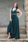 Beliebt Chiffon Perlenbesetztes Ballkleid mit V-Ausschnitt mit Reißverschluss