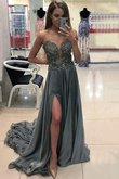 Prinzessin Süß A-Line Abendkleid mit Natürlicher Taille aus Chiffon