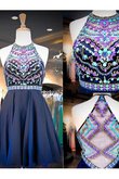 Prinzessin Normale Taille A Linie Schaufel-Ausschnitt Perlenbesetztes Abschlusskleid