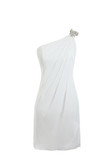 Robe de mariée naturel d'épaule asymétrique en chiffon en arc-en-ciel soie manuelle