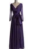 A-Linie Chiffon gerüschtes dreiviertel Länge Ärmeln bodenlanges Brautmutterkleid