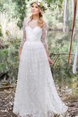 Abito da Sposa in pizzo con Fiore con Nastro A-Line in Pizzo A Terra