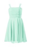 Robe demoiselle d'honneur naturel en chiffon avec perle ruché avec sans manches