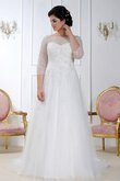 Perlenbesetztes Ärmellos Boot-Ausschnitt A-Line Elegantes Brautkleid mit Rücken Schnürung