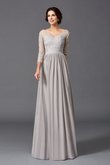 Robe mère de mariée longue naturel en 3/4 manche de princesse ligne a