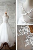 Prinzessin A-Line Sweep Zug Organza Blumenmädchenkleid mit Spaghettiträger