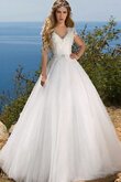 Vestido de Novia en Tul de Cola Corte de Hasta el suelo de Mangas Illusion de Largo