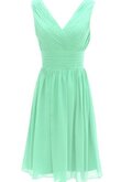 Plissiertes gerüschtes a linie Chiffon kurzes Brautjungfernkleid