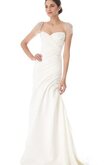 Sencillo Vestido de Novia de Corte-A en Tafetán de Mangas Illusion de Largo