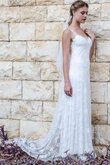 Robe de mariée simple distinguee v col profonde de traîne courte avec sans manches