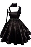 Robe de cortège enfant plissé d'epaule ecrite avec fleurs a-ligne avec sans manches