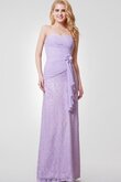 Ärmelloses Spitze Chiffon schlichtes langes Brautjungfernkleid mit Blume