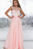Chiffon Bateau Ärmelloses A Linie Perlenbesetztes Ballkleid mit Applikation