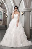 Kapelle Schleppe Ärmellos Organza Sittsames Brautkleid mit Reißverschluss