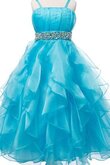 Abito da Cerimonia Bambini in Tulle A-Line A Terra con Increspature Senza Maniche Cerniera