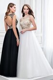 Chiffon Vintage Ärmelloses A-Linie Schlüsselloch Rücken Perlenbesetztes Ballkleid