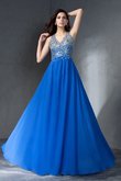 V-Ausschnitt Prinzessin Empire Taille Perlenbesetztes Abendkleid aus Chiffon