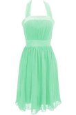 Plissiertes natürliche Taile Chiffon A-Line kurzes Brautjungfernkleid