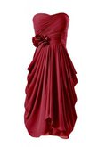 Robe de cocktail naturel avec sans manches avec fronce avec chiffon avec fleurs