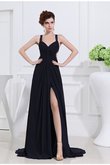 Robe de bal longue grandes bretelles a-ligne longueur au ras du sol avec perle