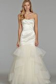 Vestido de Novia en Satén de Cintura Baja de Cola Corte de Volante de Sin mangas