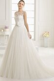 Abito da Sposa in pizzo con Fiore a Chiesa All Aperto Shiena Sheer convenzionale