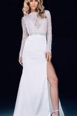 Juwel Ausschnitt bodenlanges Abendkleid mit Bordüre
