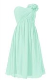 Robe demoiselle d'honneur en chiffon avec fleurs ruché manche nulle avec zip